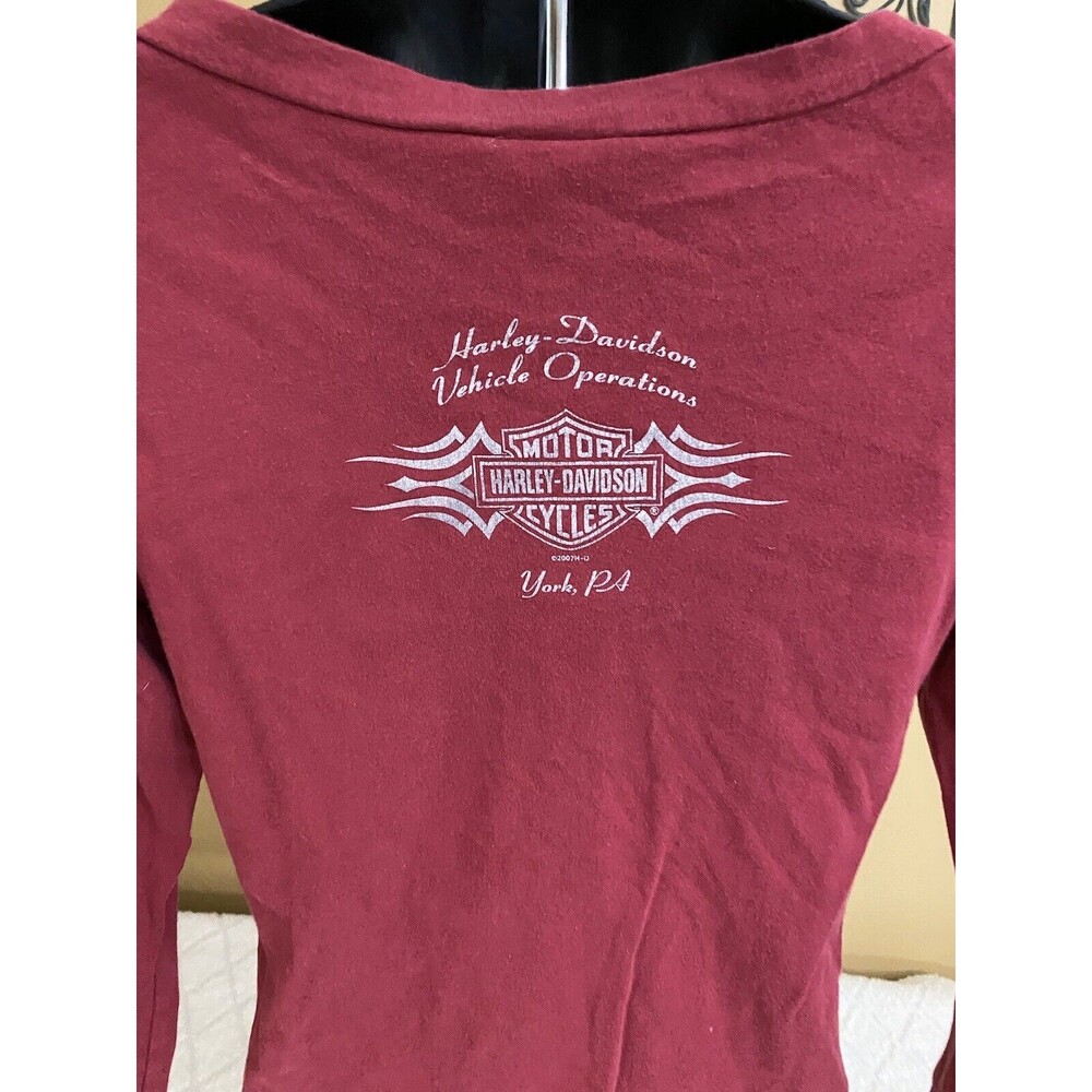 Vintage Harley Davidson York PA USA Made Women’s Red Long Sleeve Top Size Large - Picture 2 of 16